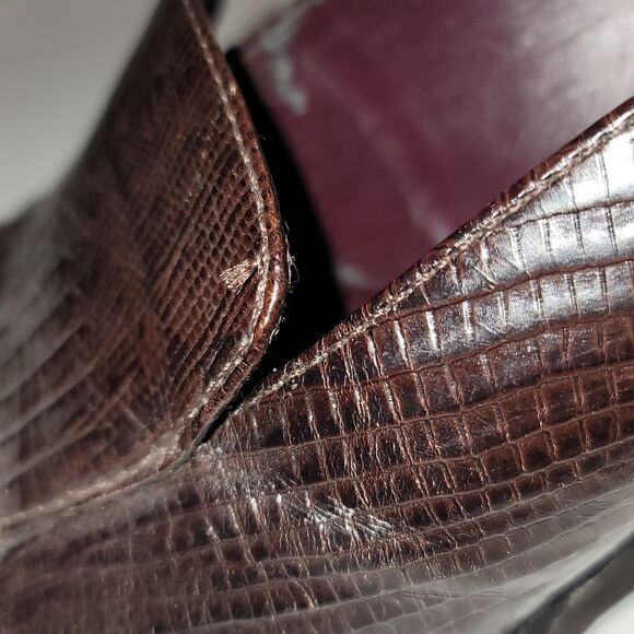 Vintage Evan Picone Brown Alligator Skin Pattern 7.5 Heels - Picture 7 of 9